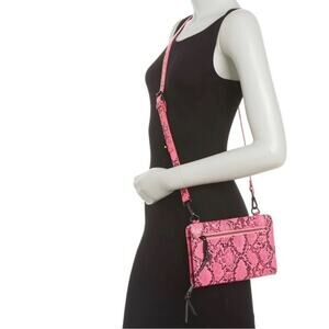 French Connection Pink Black Python Crossbody wallet bag